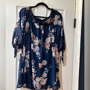Taylor Midnight Blue Floral Blouse